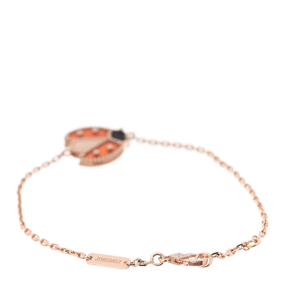 Van Cleef & Arpels 18K Rose Gold Carnelian Onyx Lucky Spring Open Wing Lady Bug Bracelet 3 of 7