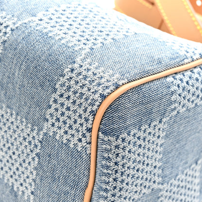 Louis Vuitton Damier Denim 3D Speedy Bandouliere 25 Bleu 9 of 11