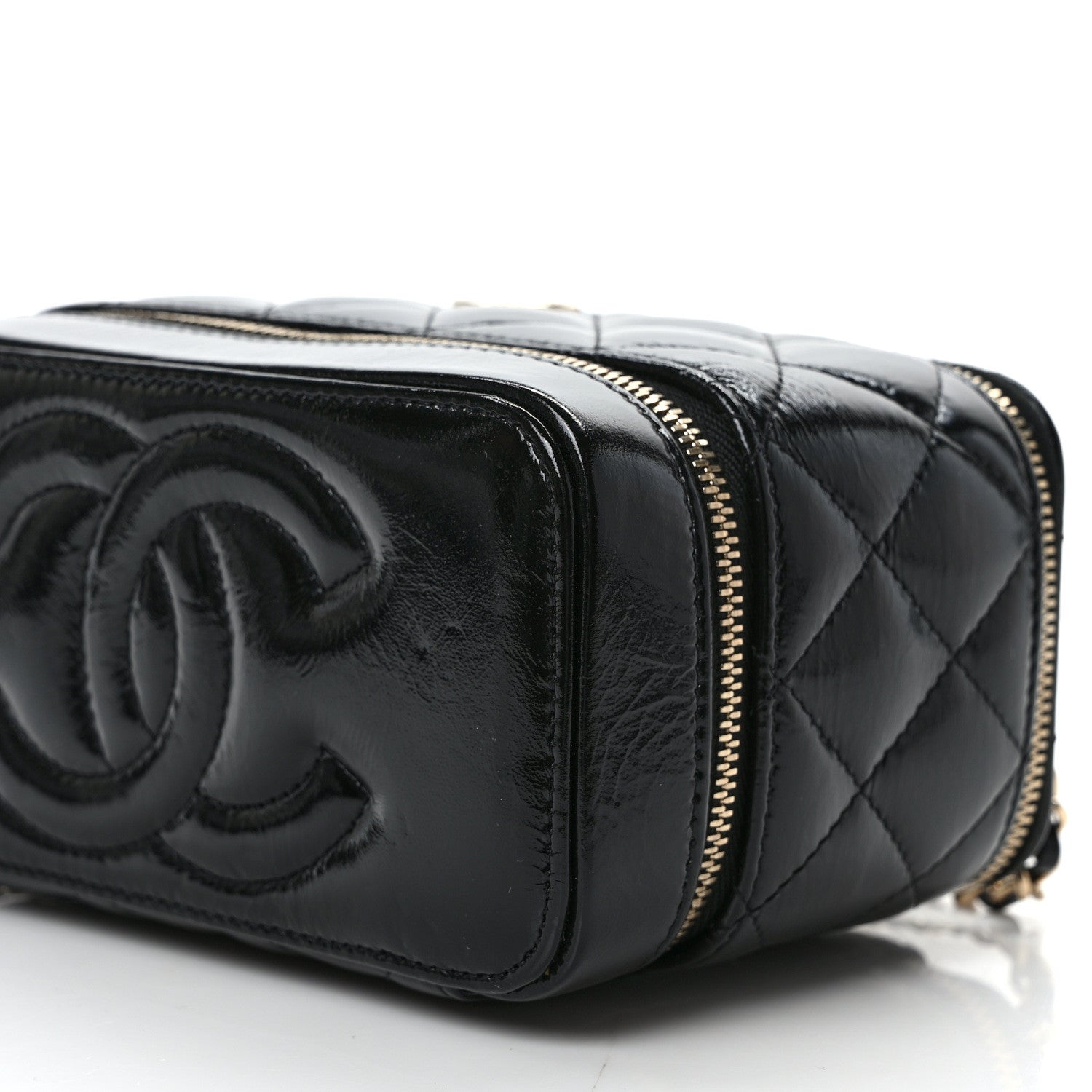 Chanel Shiny Lambskin Quilted Small Vanity Case With Chain Black 8 of 10