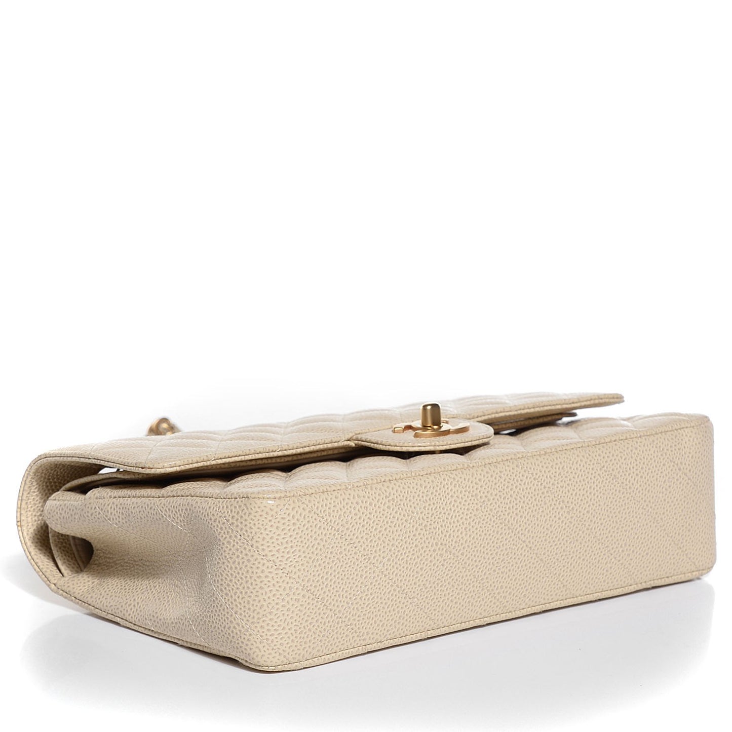 Caviar Quilted Medium Double Flap Beige Clair