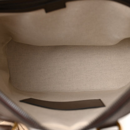 Gucci GG Supreme Monogram Textured Dollar Calfskin Web Small Ophidia Savoy Bowling Tote Beige Ebony New Acero 5 of 13