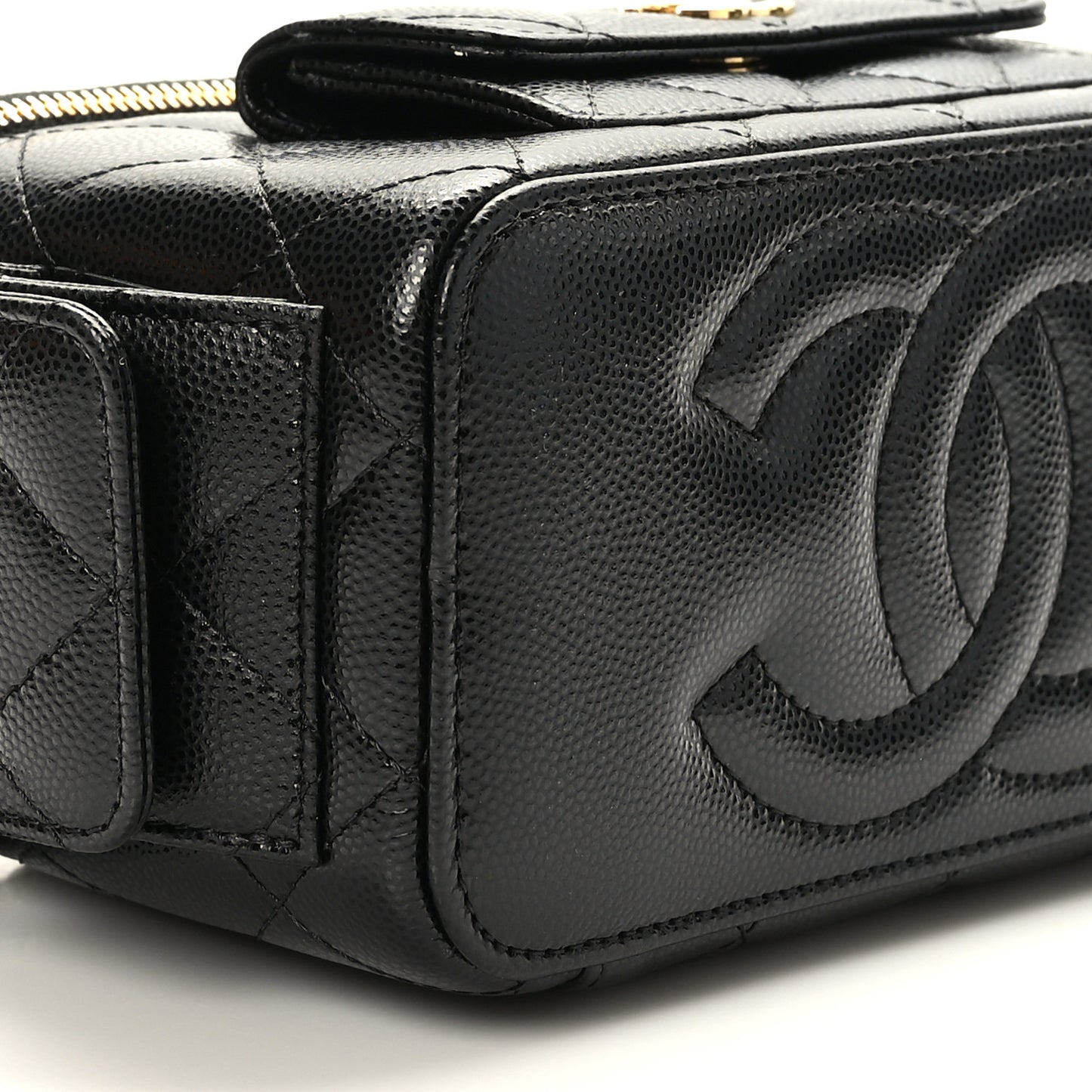 Caviar Quilted Polly Pocket East West Top Vanity With Chain Black