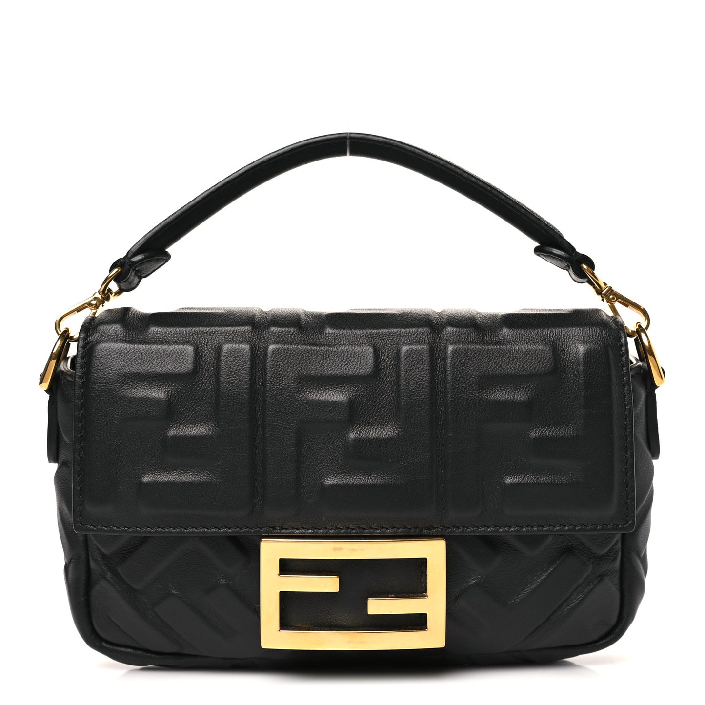 Nappa FF 1974 Embossed Mini Baguette Black
