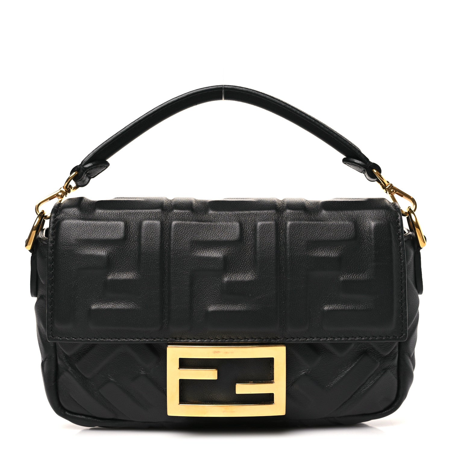 Fendi Nappa FF 1974 Embossed Mini Baguette Black 1 of 10