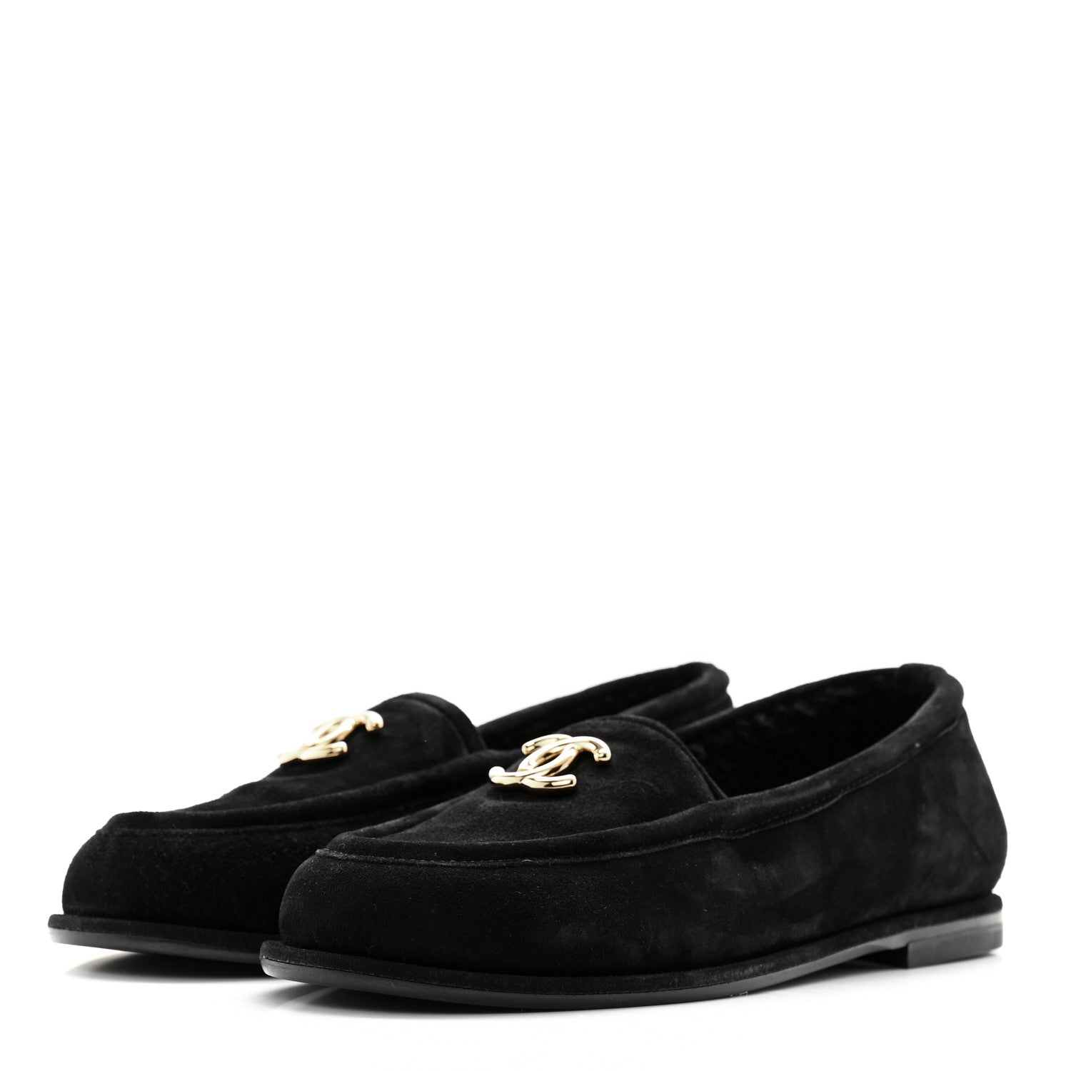 Chanel Suede Calfskin CC Loafers 36 Black 3 of 9