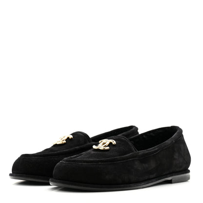 Chanel Suede Calfskin CC Loafers 36 Black 3 of 9