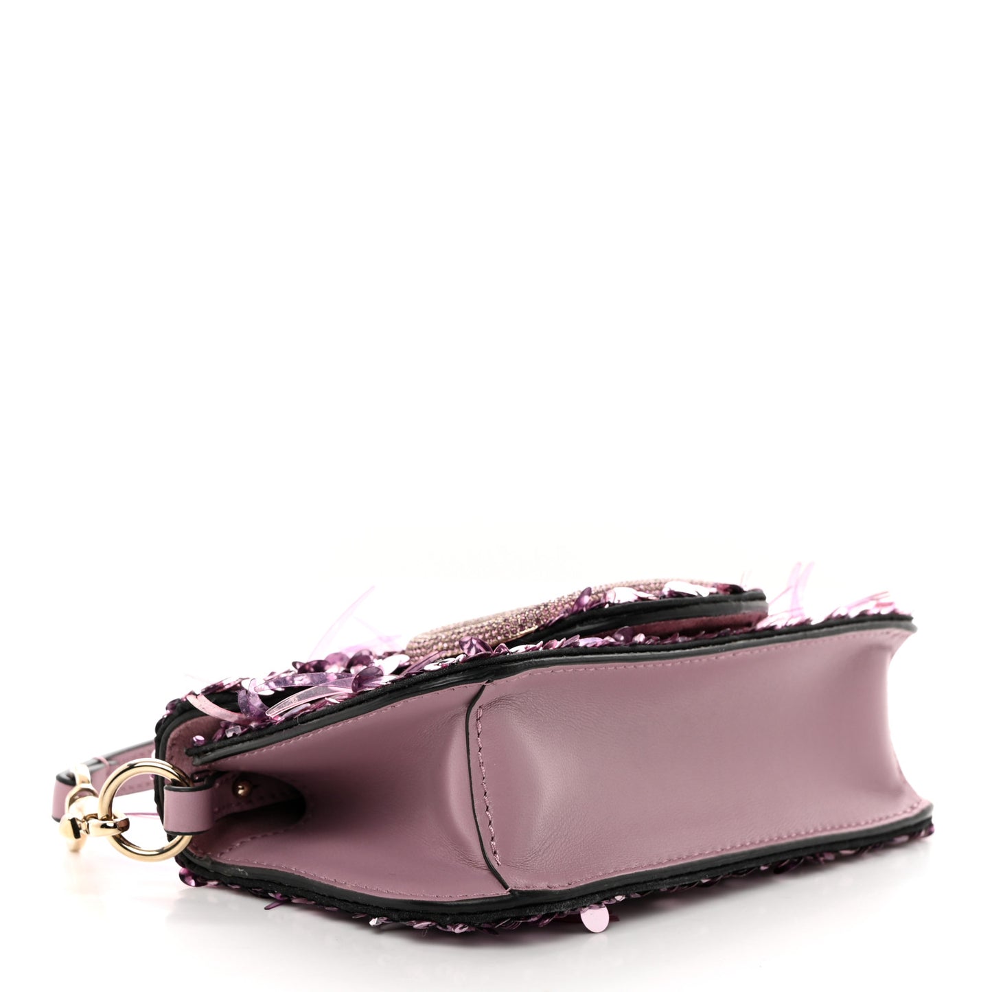 Sequin Crystal Vlogo Embroidered Small Loco Shoulder Bag Rosa Misty Mauve
