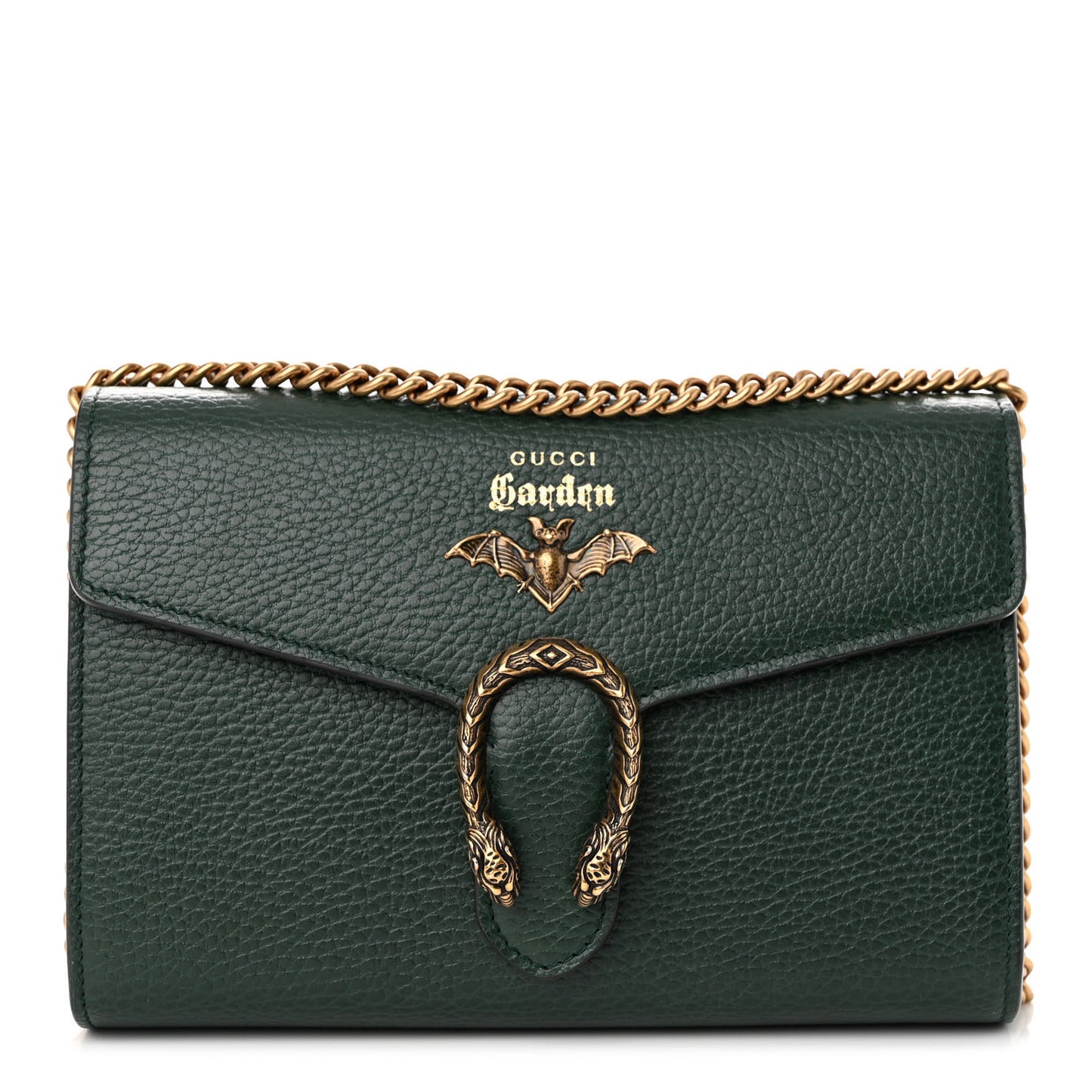 Calfskin Garden Dionysus Chain Wallet Emerald