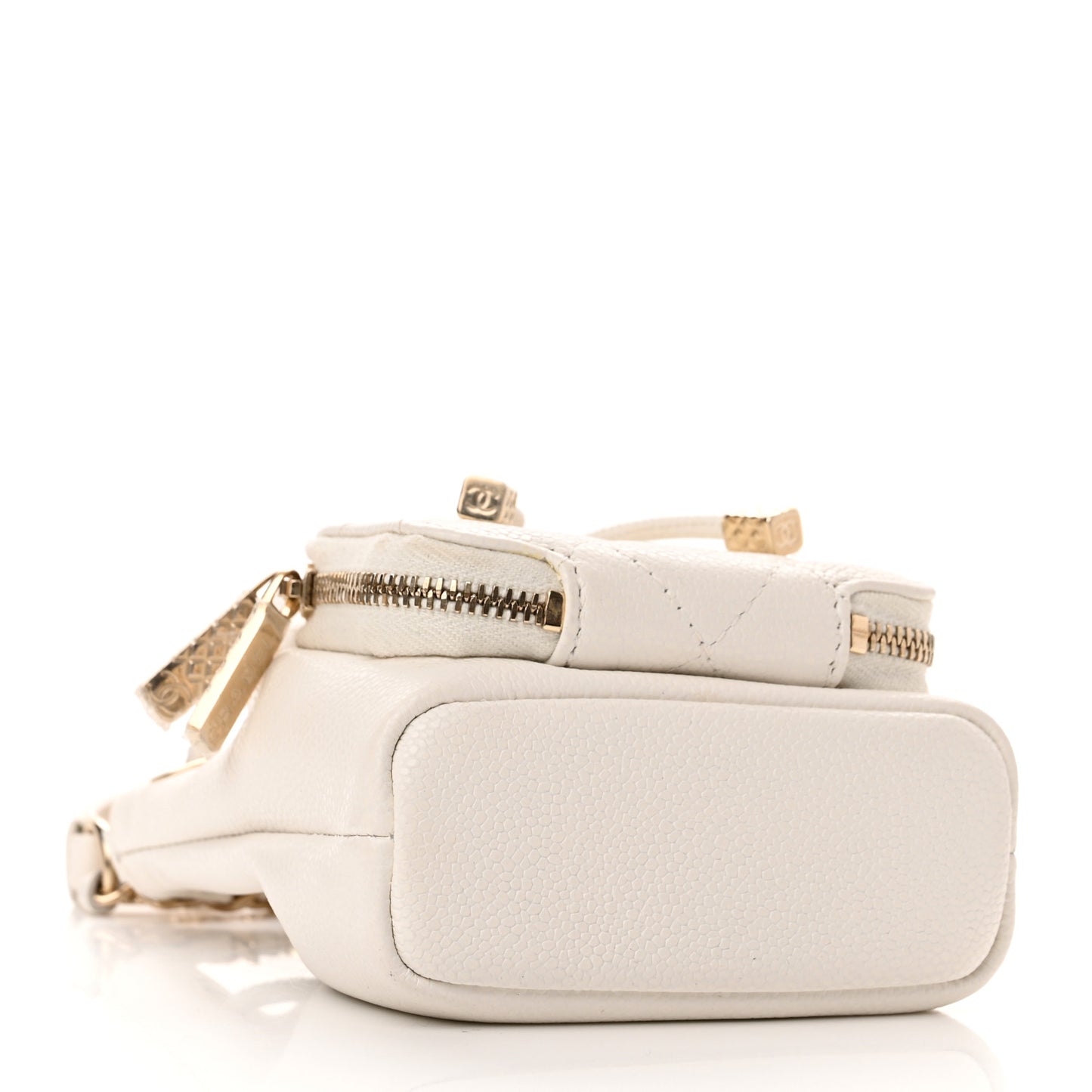 Caviar Quilted Mini CC Pocket Bucket Bag White