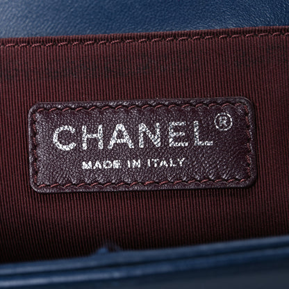 Chanel Calfskin Chevron Quilted Medium Boy Flap Dark Navy Blue 6 of 10