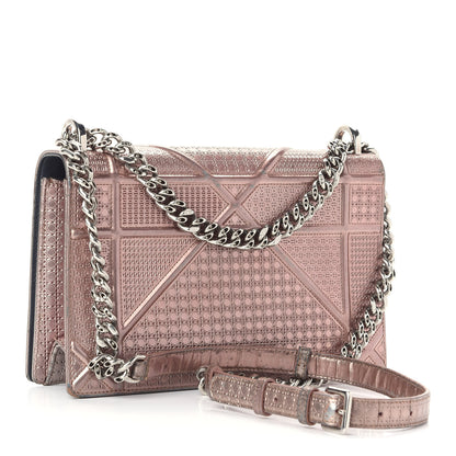 Christian Dior Metallic Patent Micro-Cannage Medium Diorama Flap Bag Pink 3 of 15