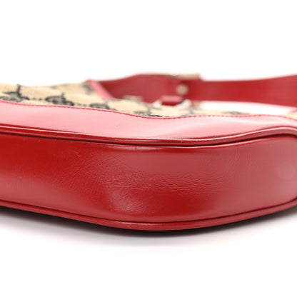 Gucci Monogram Jackie O Hobo Beige Blue Red 10 of 12