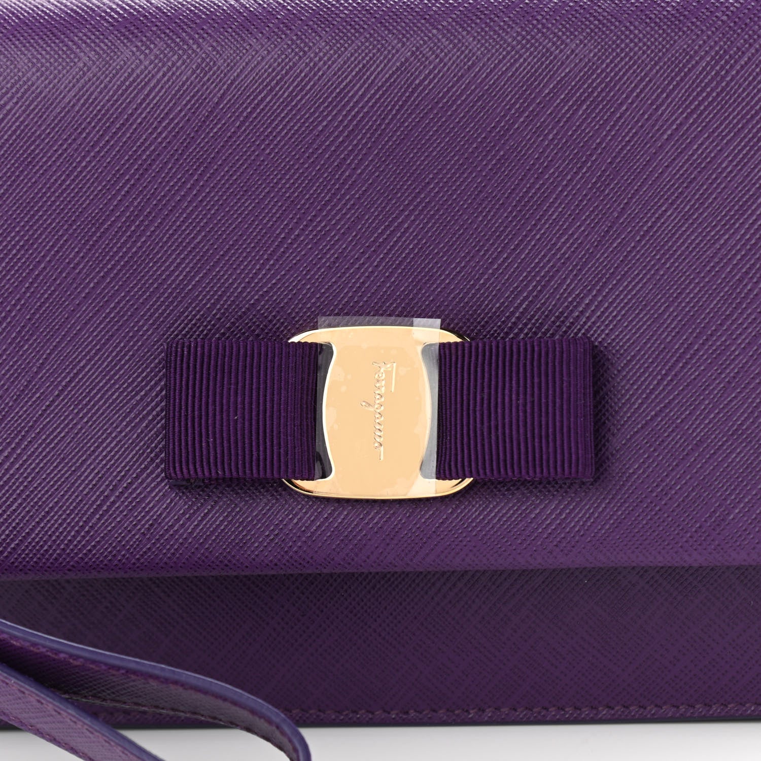 Salvatore Ferragamo Printed Calfskin Mora Bow Clutch Purple 8 of 10