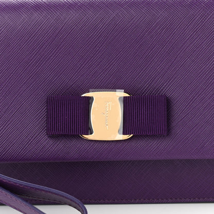 Salvatore Ferragamo Printed Calfskin Mora Bow Clutch Purple 8 of 10
