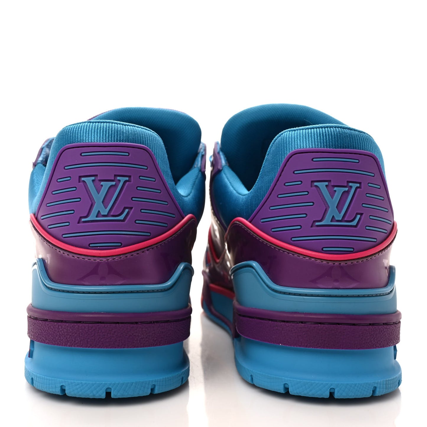 Patent Calfskin Mens LV Trainer Sneakers 8 Purple Blue