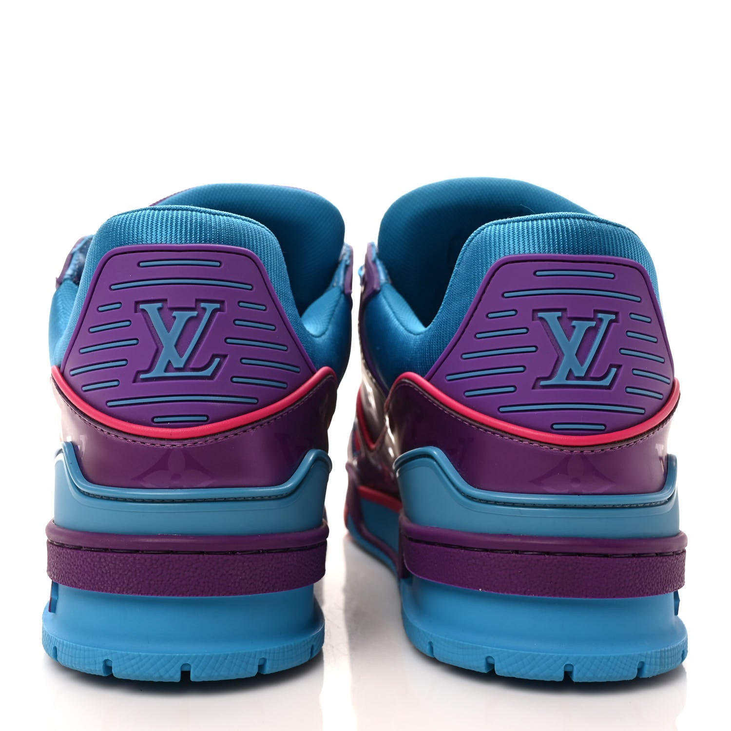 Louis Vuitton Patent Calfskin Mens LV Trainer Sneakers 8 Purple Blue 5 of 9