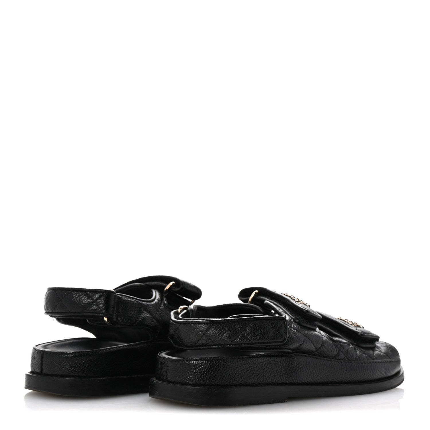 Chanel Grained Calfskin Velcro Dad Sandals 35 Black 5 of 11