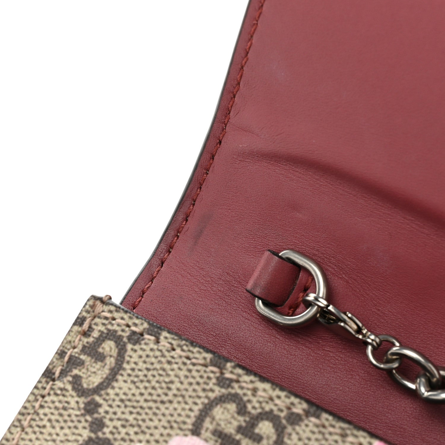 Gucci GG Supreme Monogram Blooms Chain Wallet Beige Multicolor Dry Rose 14 of 19