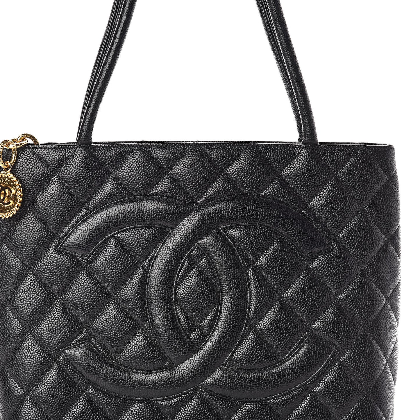 Caviar Quilted Medallion Tote Black