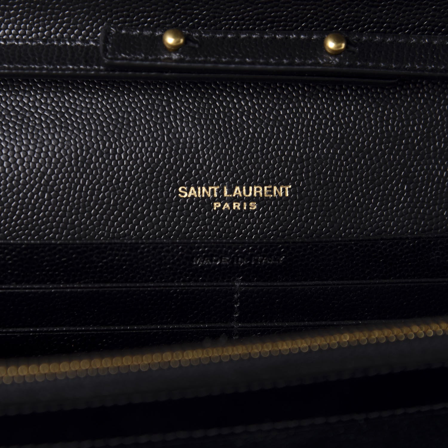 Saint Laurent Grain De Poudre Matelasse Chevron Monogram Chain Wallet Black 8 of 9