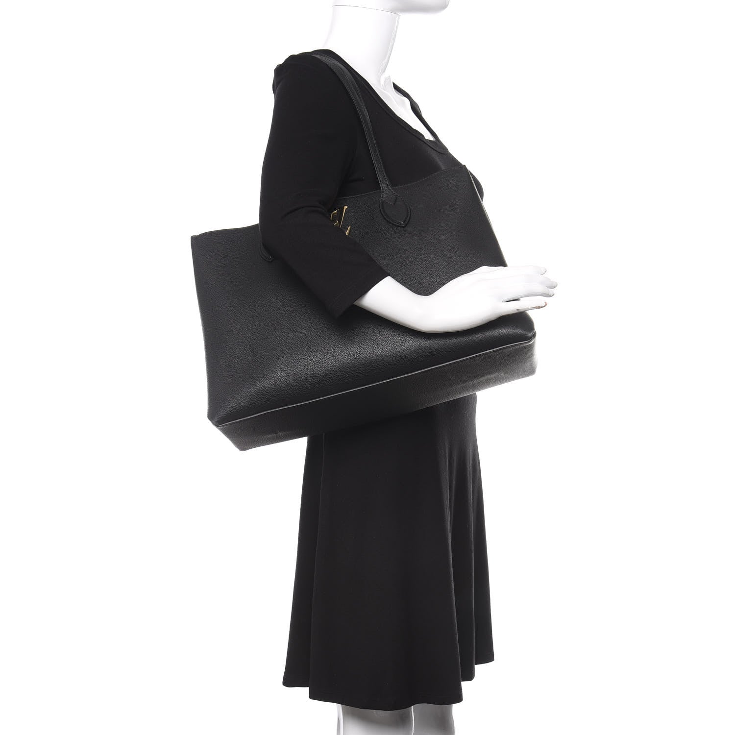 Louis Vuitton Grained Calfskin Lockme Shopper Black 2 of 12