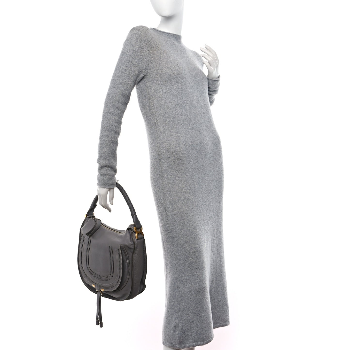 Calfskin Medium Marcie Satchel Cashmere Grey