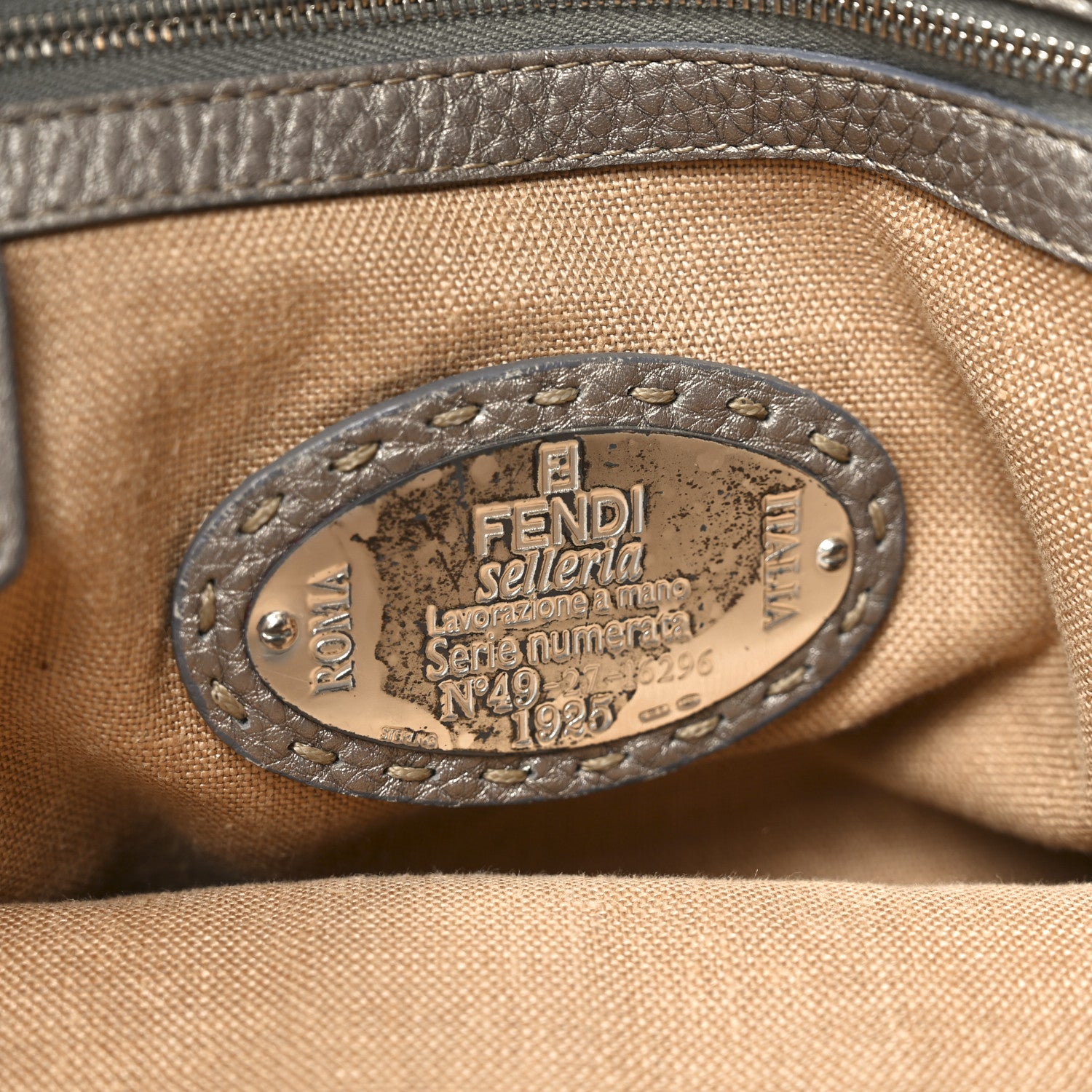 Fendi Cuoio Romano Selleria Large Villa Borghese Tote Peltro 6 of 11