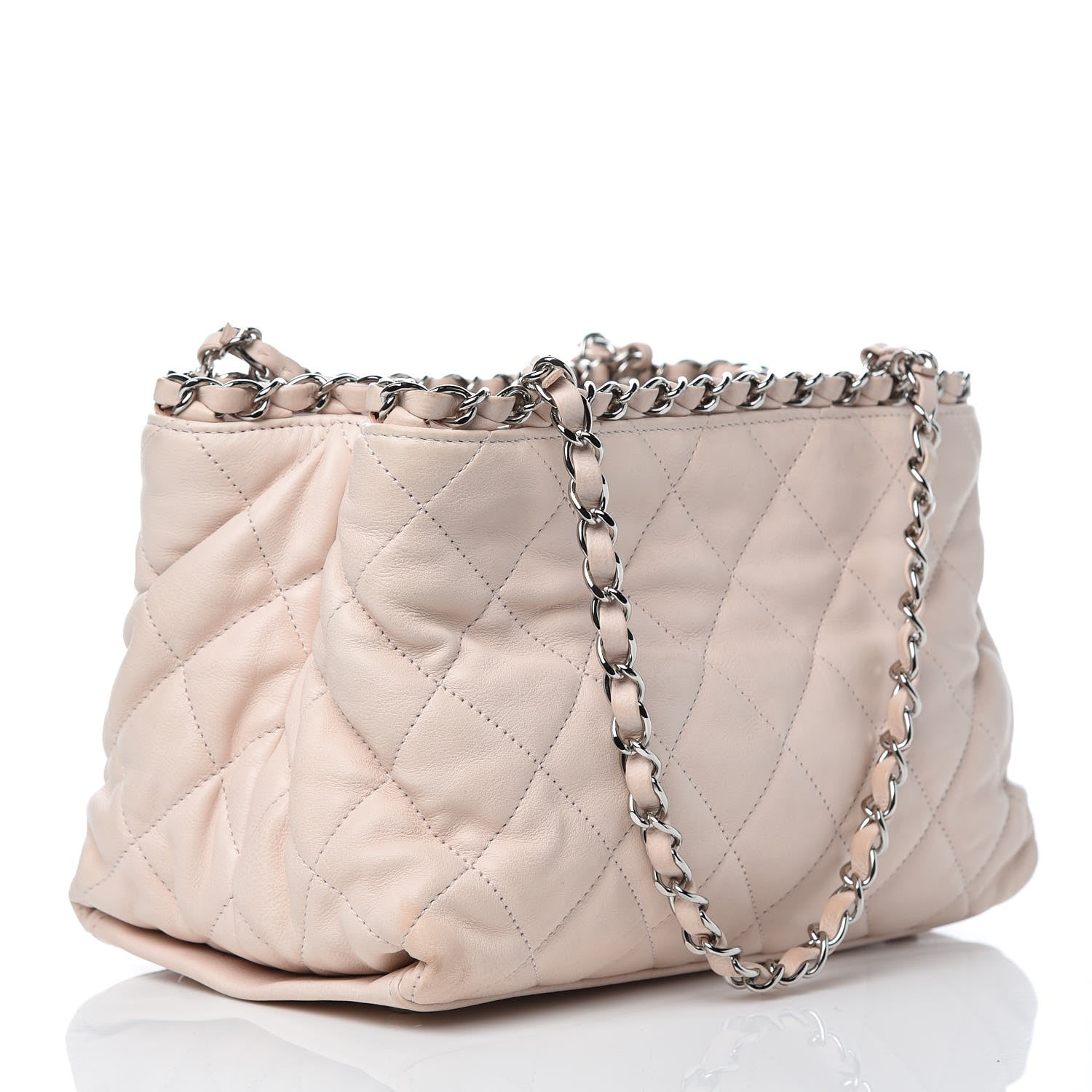 Chanel Lambskin Quilted Mini Chain Me Tote Light Beige 3 of 12