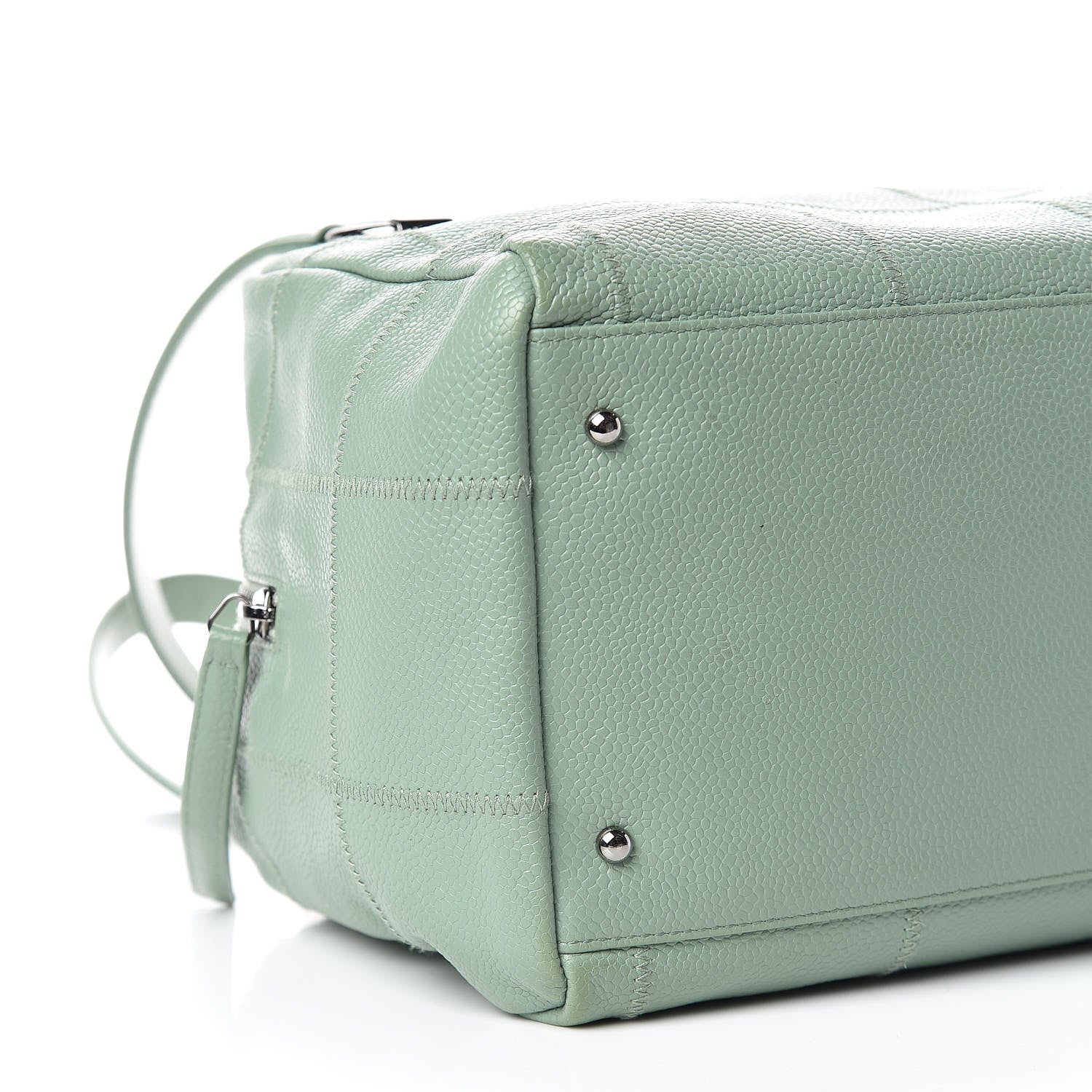 Chanel Caviar Square Stitched Small Bowler Light Green 5 of 13