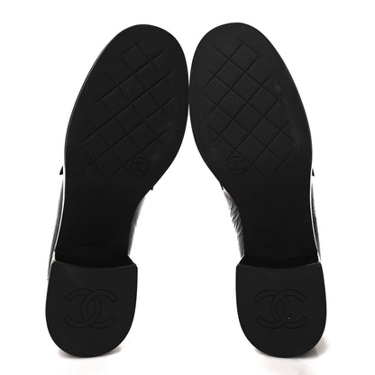 Chanel Shiny Calfskin Logo Loafers 39.5 Black 5 of 9