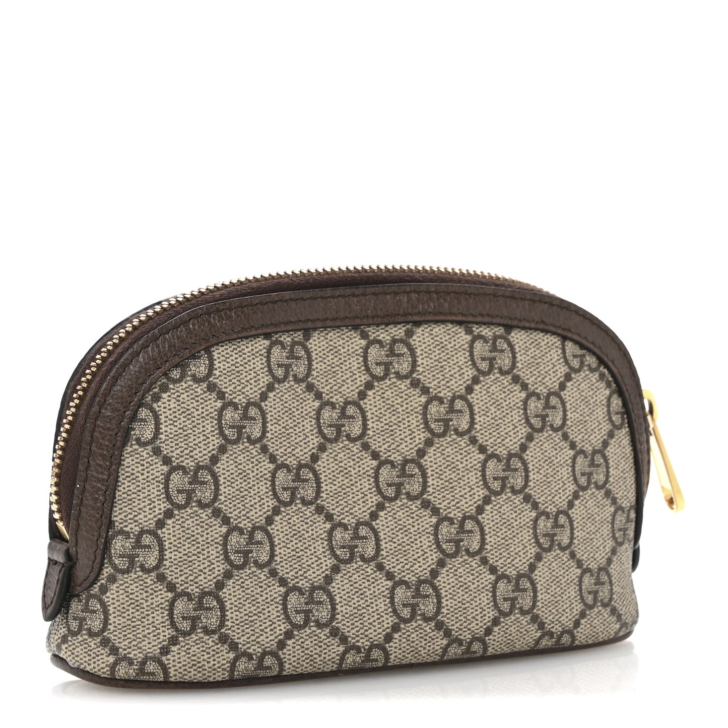 GG Supreme Monogram Textured Calfskin Web Medium Ophidia Cosmetic Case Beige Ebony New Acero
