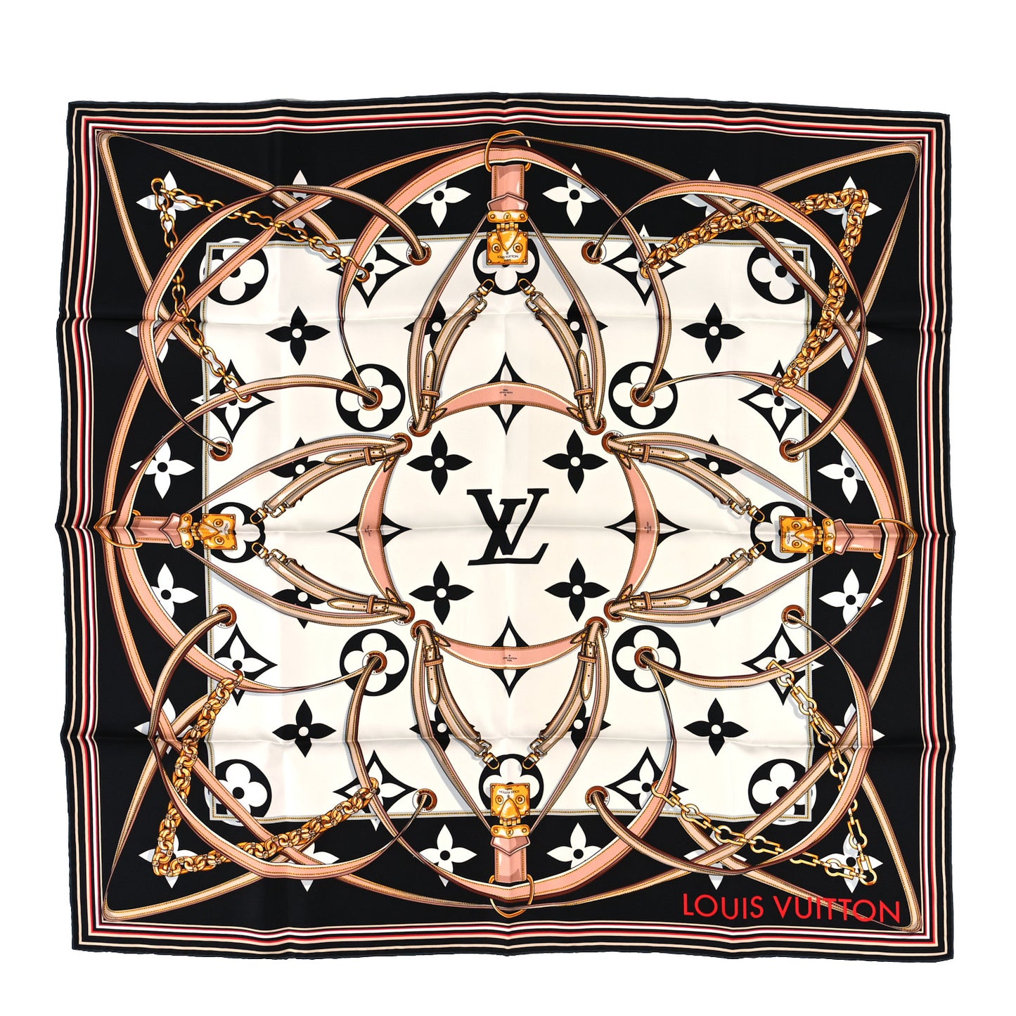 Silk Monogram Ultimate Square 90 Scarf Black