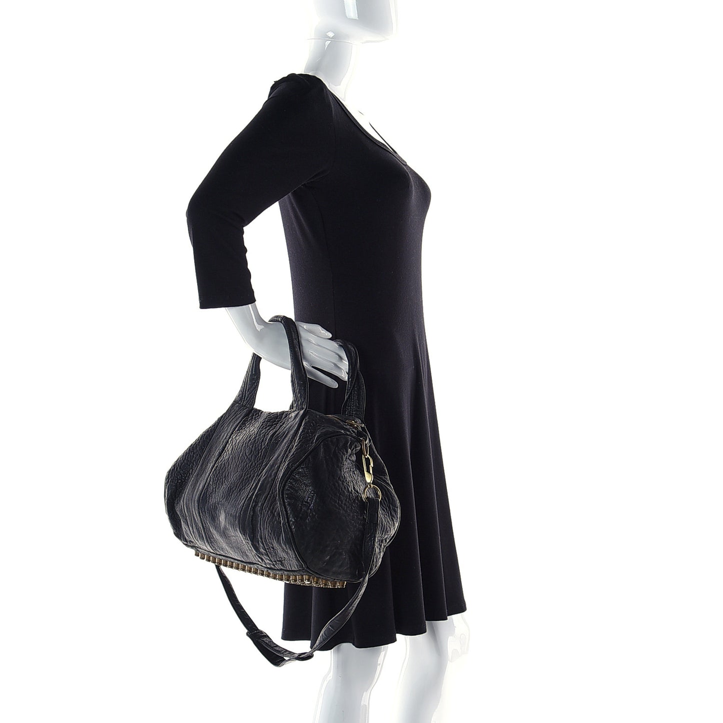 Pebbled Lambskin Rocco Black Antique Brass Hardware