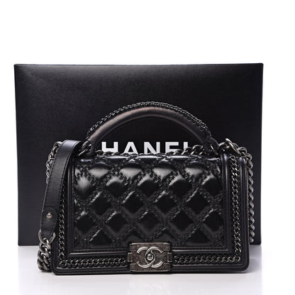 Chanel Calfskin Quilted Medium Top Handle Boy Flap Black 12 of 12
