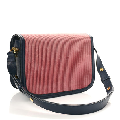 Gucci Lanzo Stretch Cord Azalea Calfskin Horsebit 1955 Shoulder Bag Pink Blue 3 of 10
