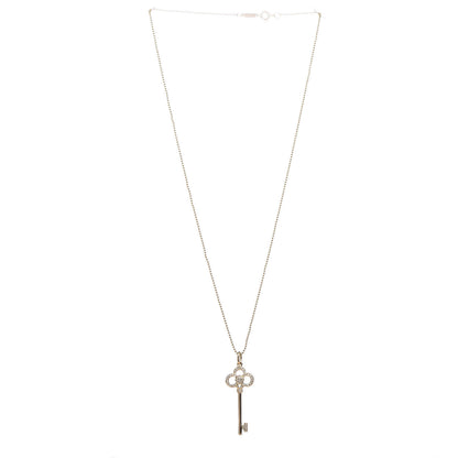 Tiffany 18K Yellow Gold Diamond Crown Key Pendant Necklace 3 of 7