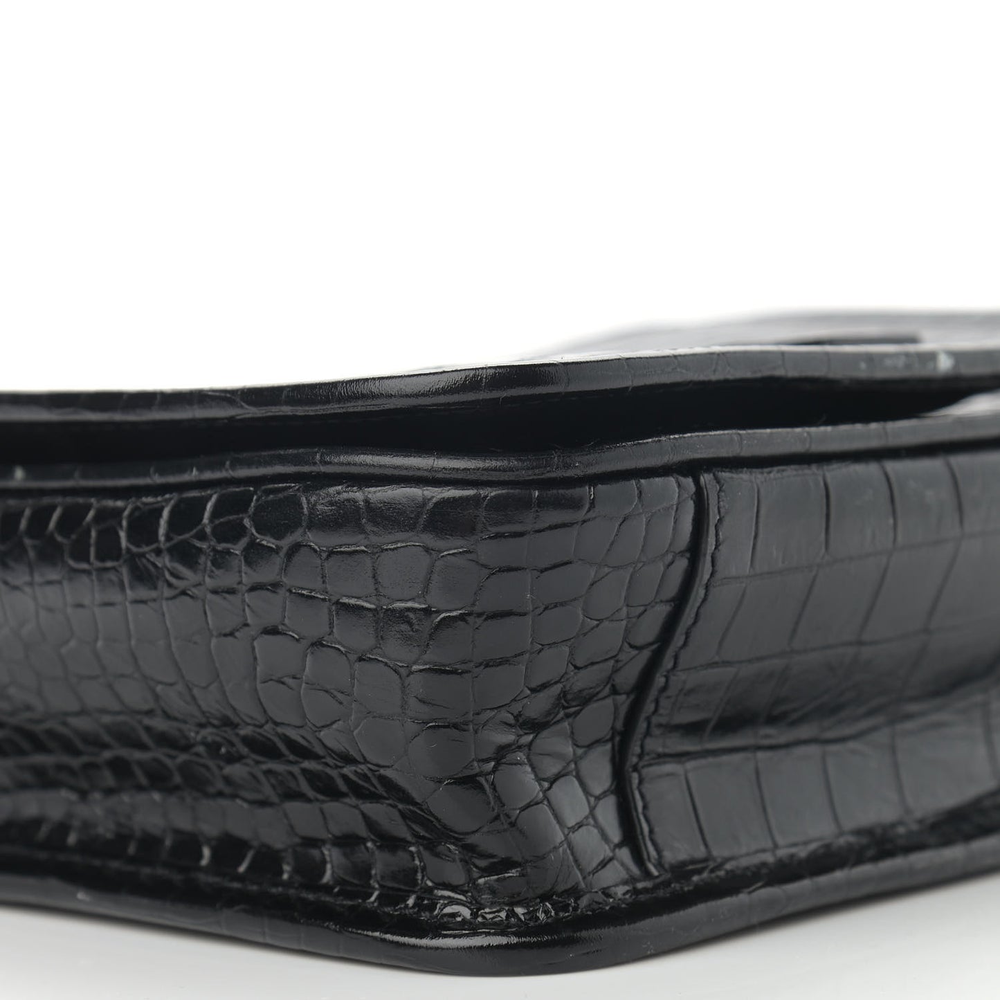 Crocodile Embossed Lambskin Matelasse Monogram Niki Chain Wallet Black