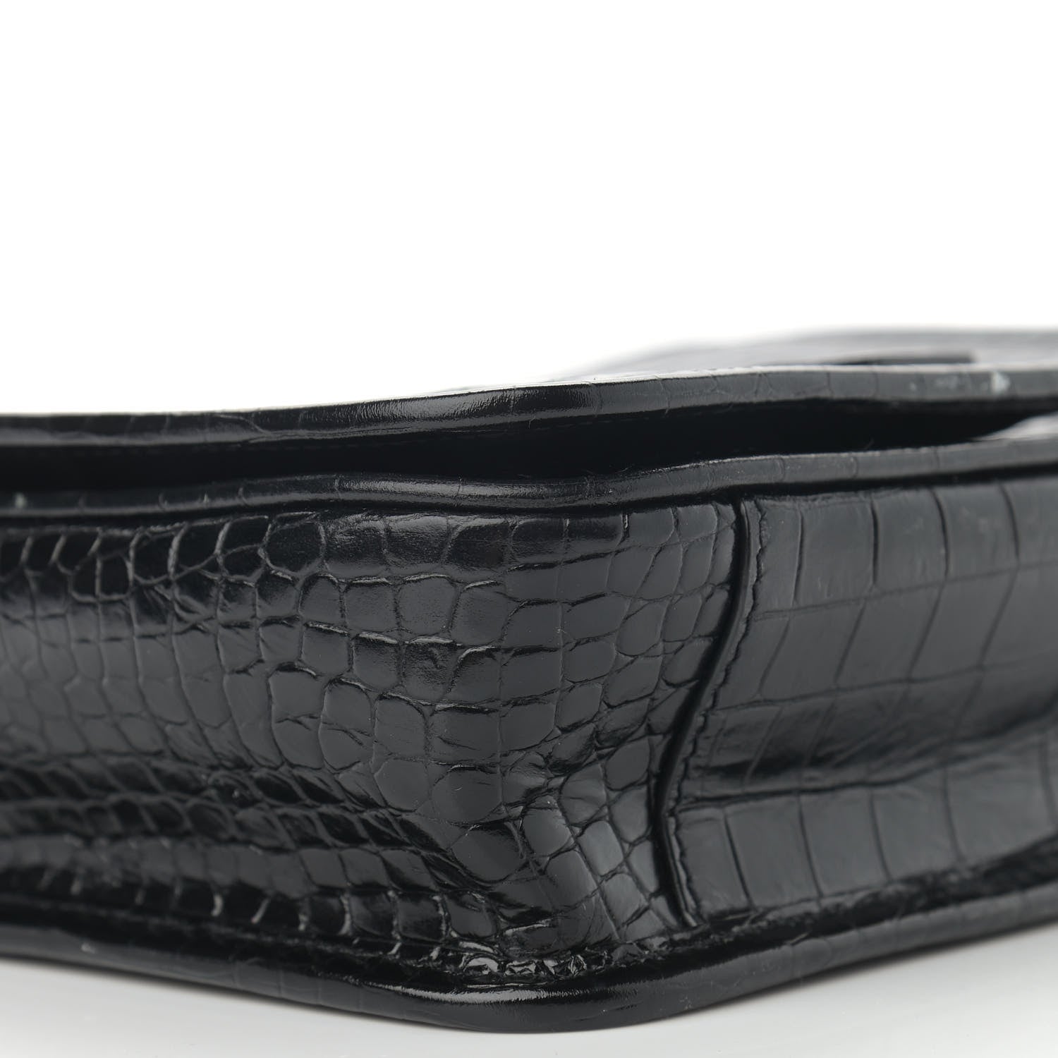 Saint Laurent Crocodile Embossed Lambskin Matelasse Monogram Niki Chain Wallet Black 9 of 14