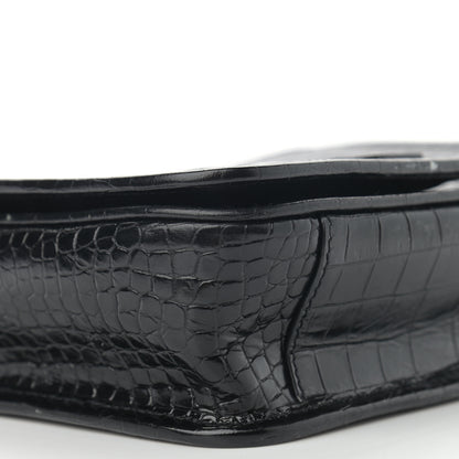 Saint Laurent Crocodile Embossed Lambskin Matelasse Monogram Niki Chain Wallet Black 9 of 14