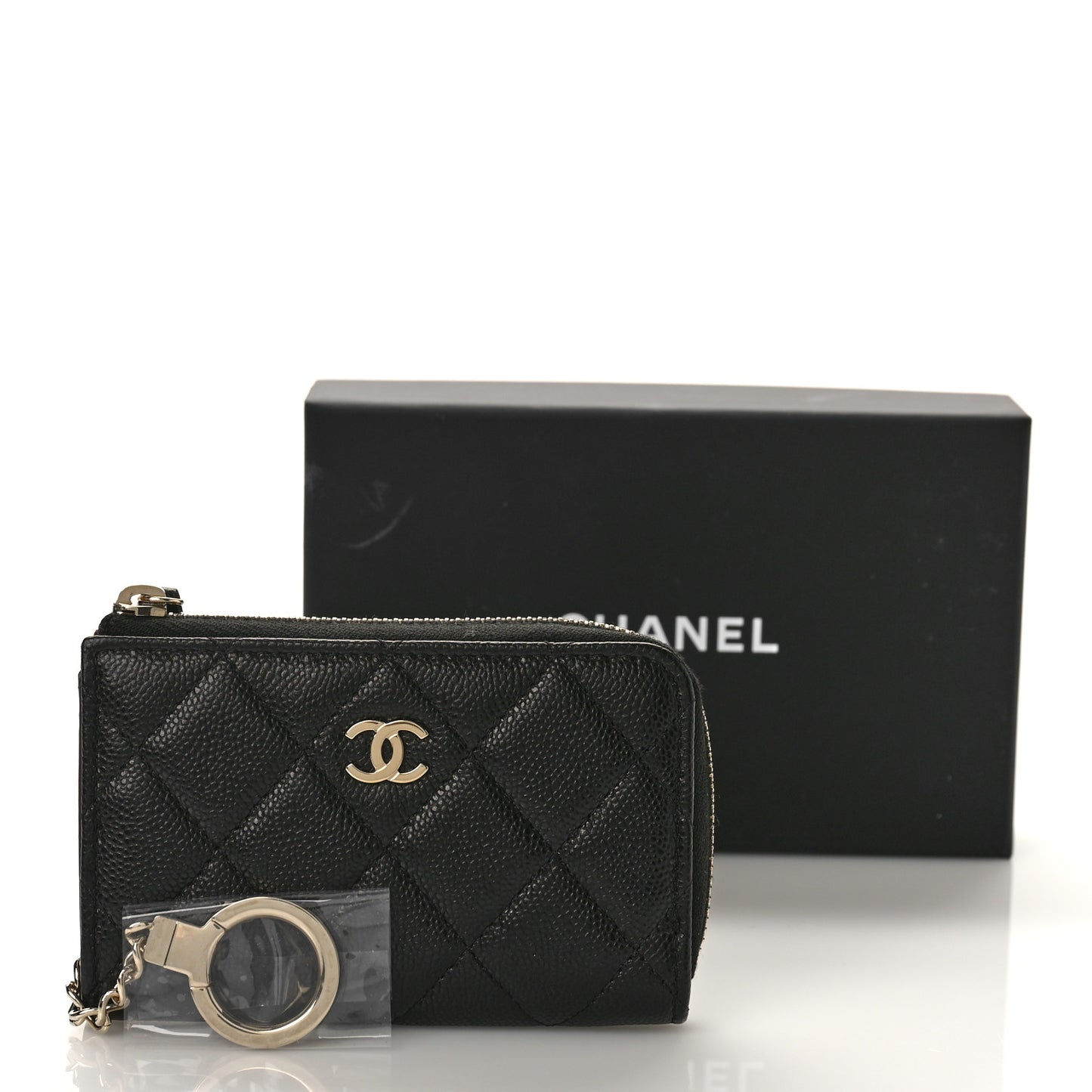 Caviar Quilted Key Holder Case Black