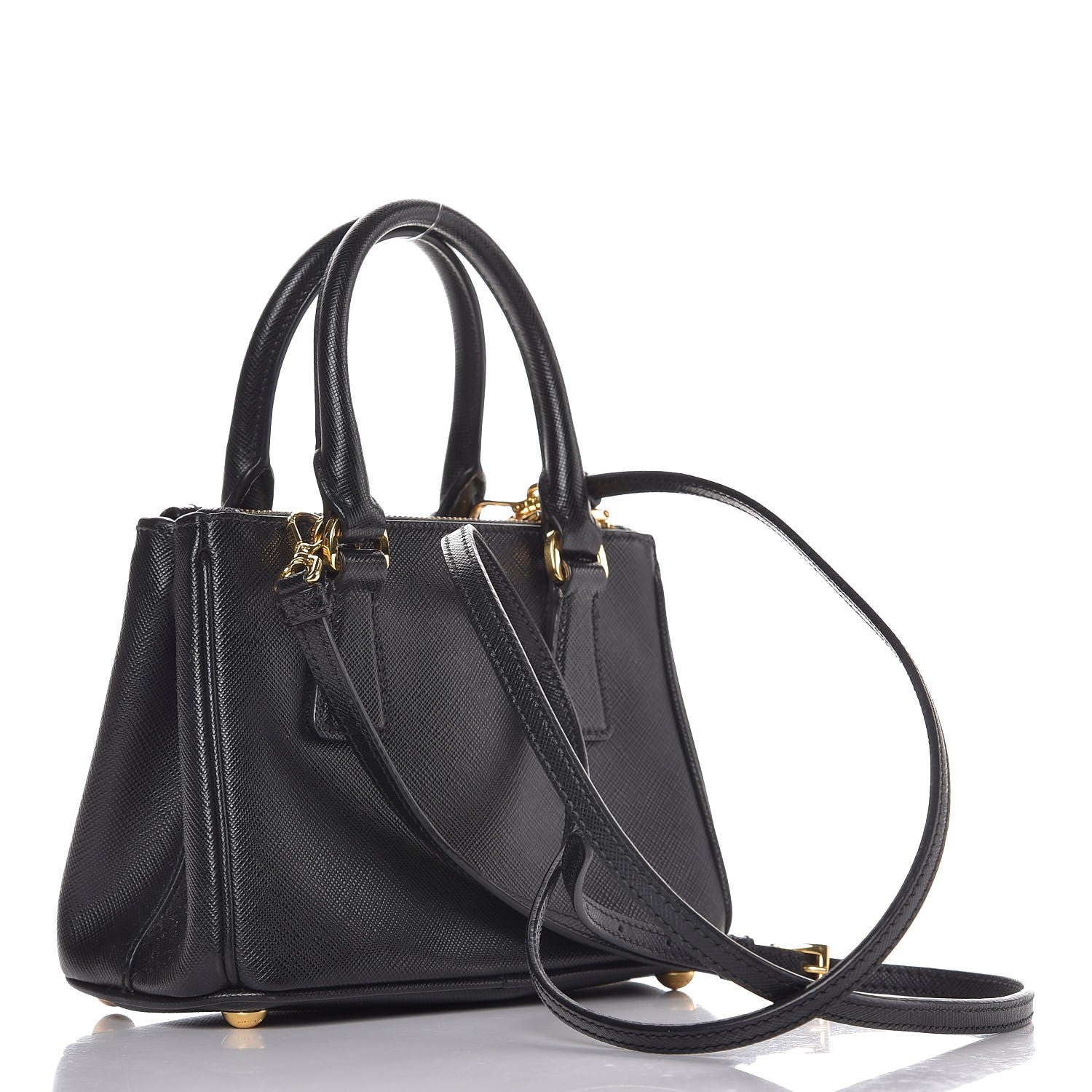 Prada Saffiano Lux Mini Galleria Double Zip Tote Black 3 of 11