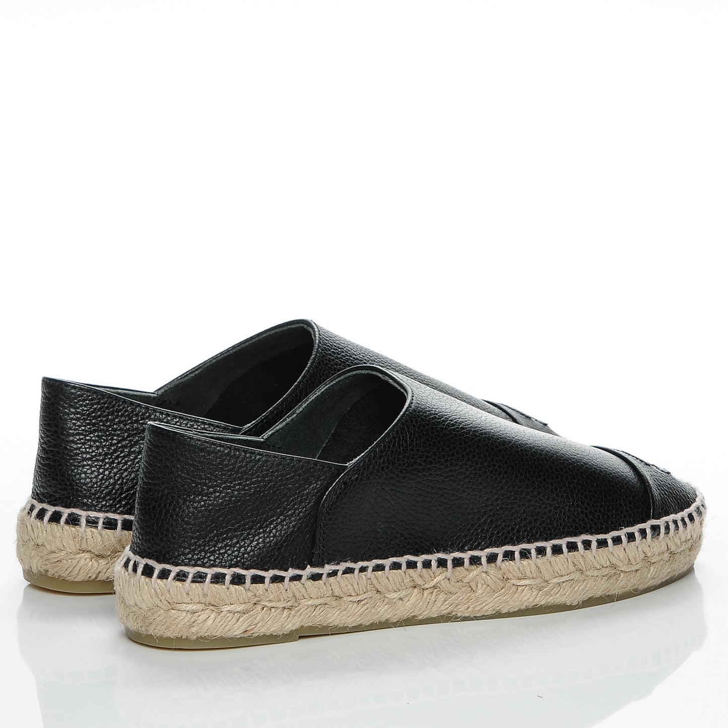 Grained Calfskin CC Espadrilles 36 Black