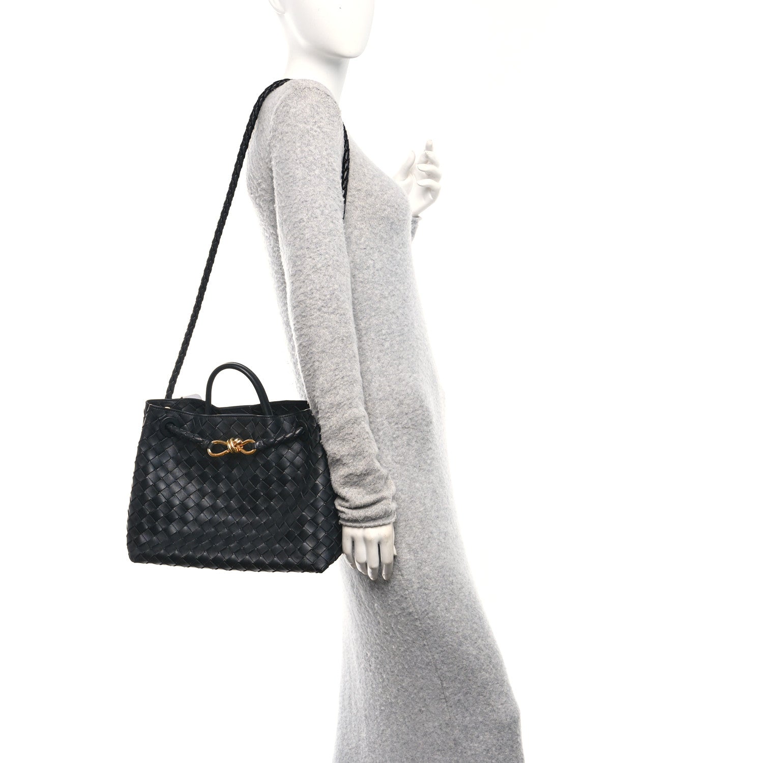 Bottega Veneta Nappa Intrecciato Medium Andiamo Shoulder Bag Black 2 of 9