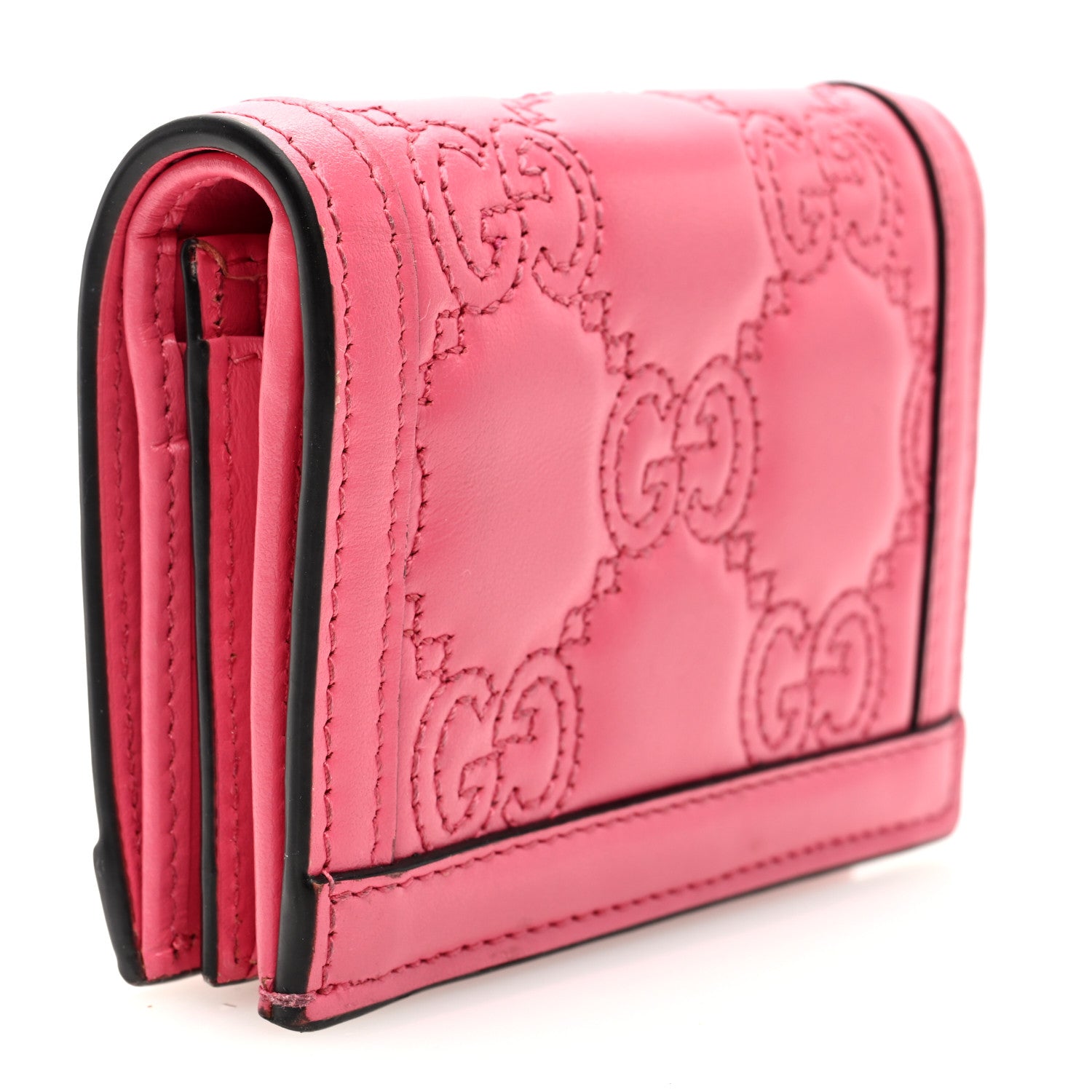 Gucci Calfskin GG Matelasse Card Case Wallet Rhodamine Pink 3 of 7