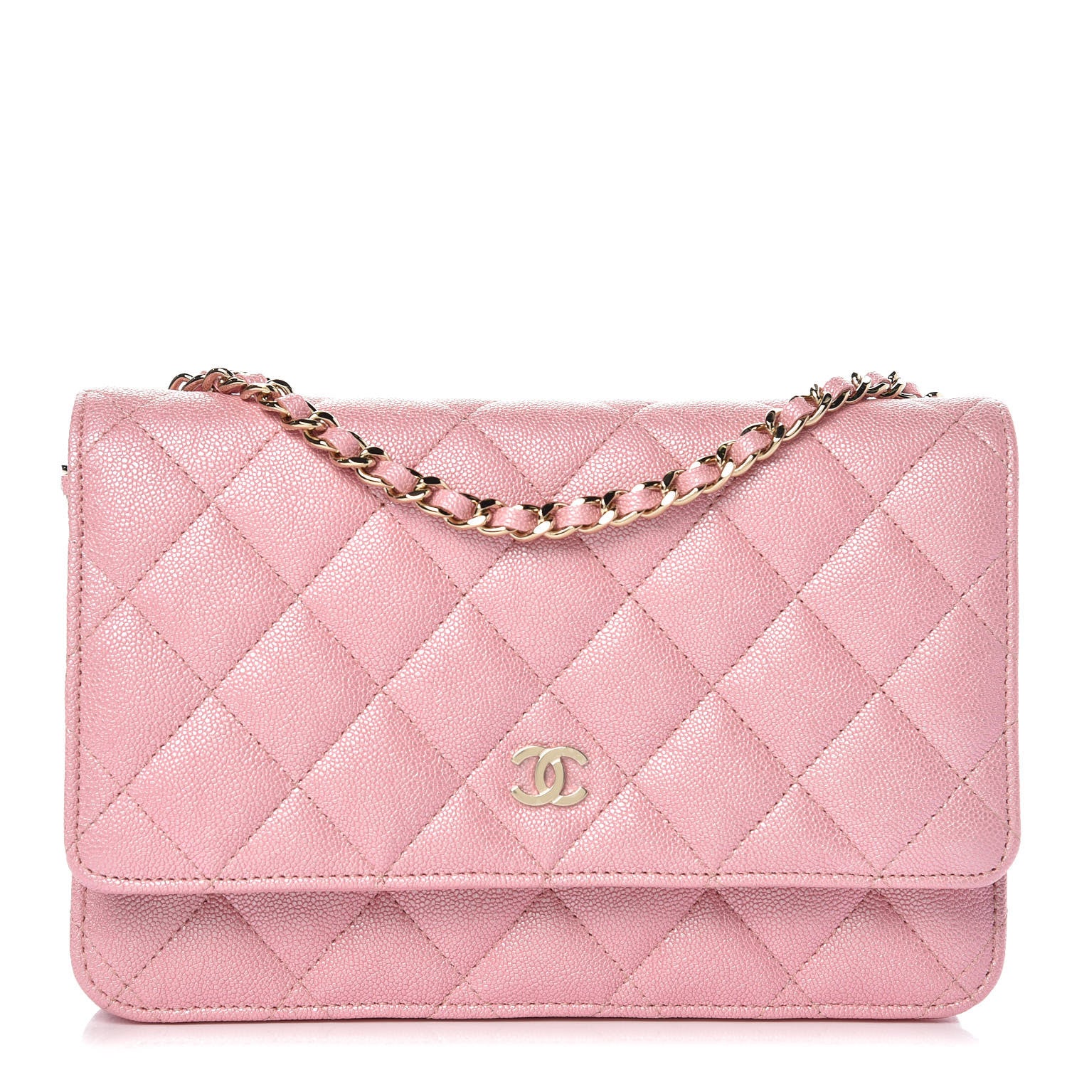 Chanel Iridescent Caviar Quilted Wallet on Chain WOC Rose Pink 1 of 11