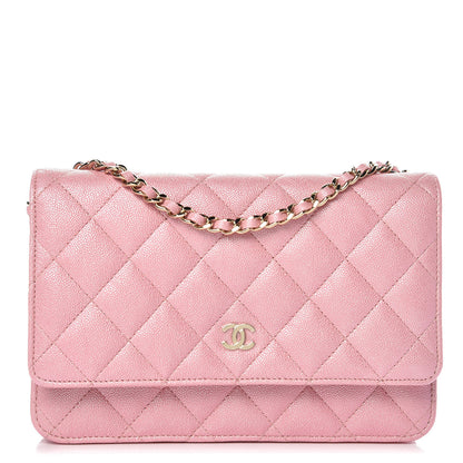 Chanel Iridescent Caviar Quilted Wallet on Chain WOC Rose Pink 1 of 11
