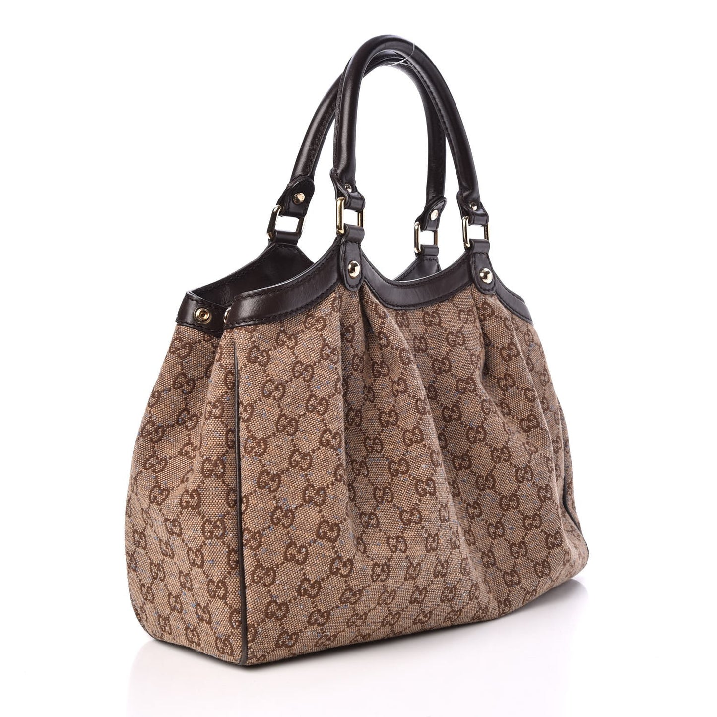 Monogram Tweed Medium Sukey Tote Dark Brown