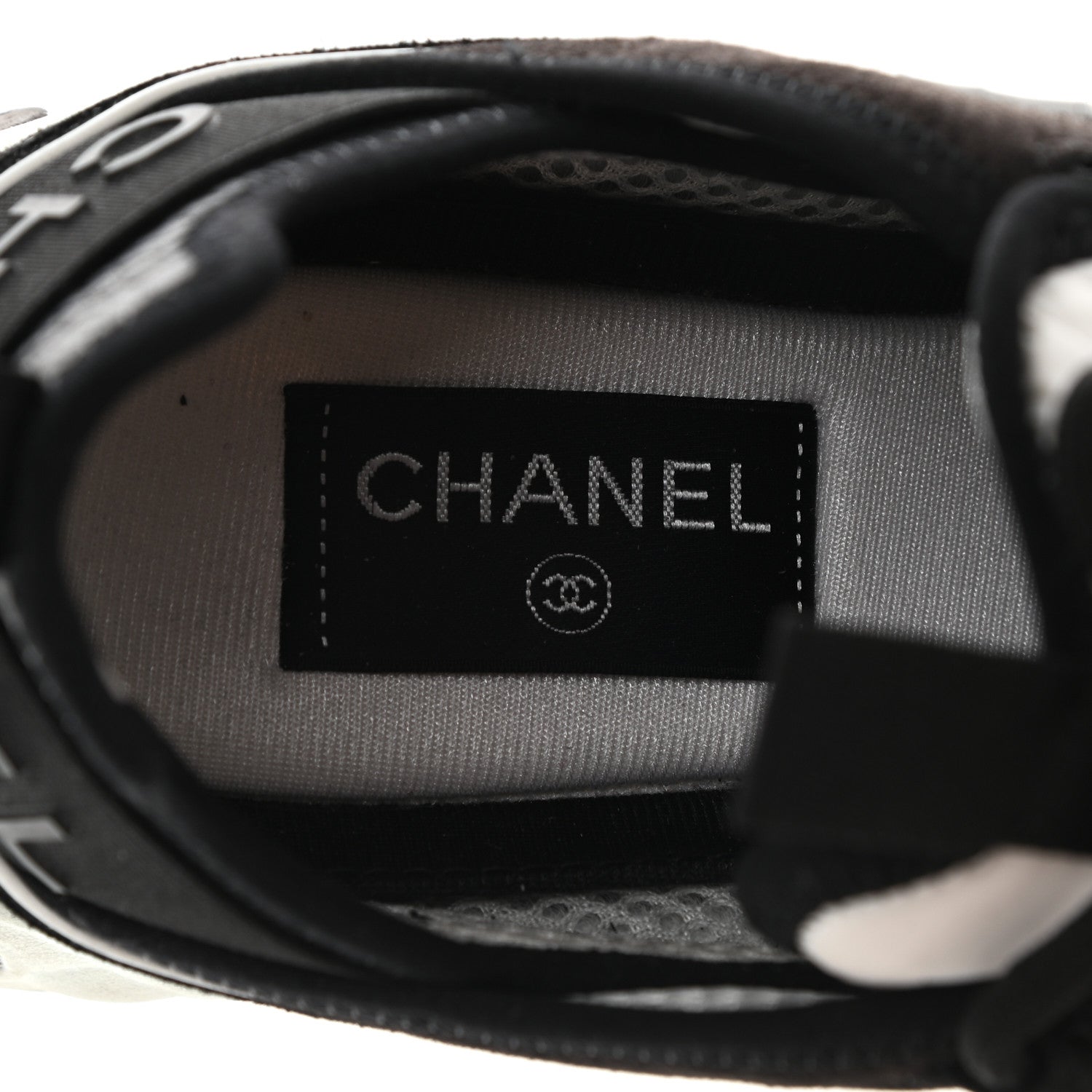 Chanel Fabric Suede CC Sneakers 38 Black Dark Grey 7 of 8