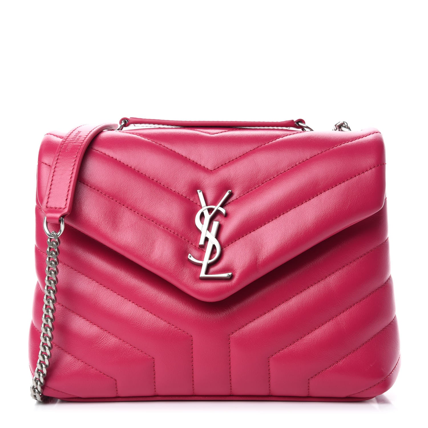 Saint Laurent Calfskin Y Quilted Monogram Small Loulou Chain Satchel Fresh Fuchsia 1 of 11