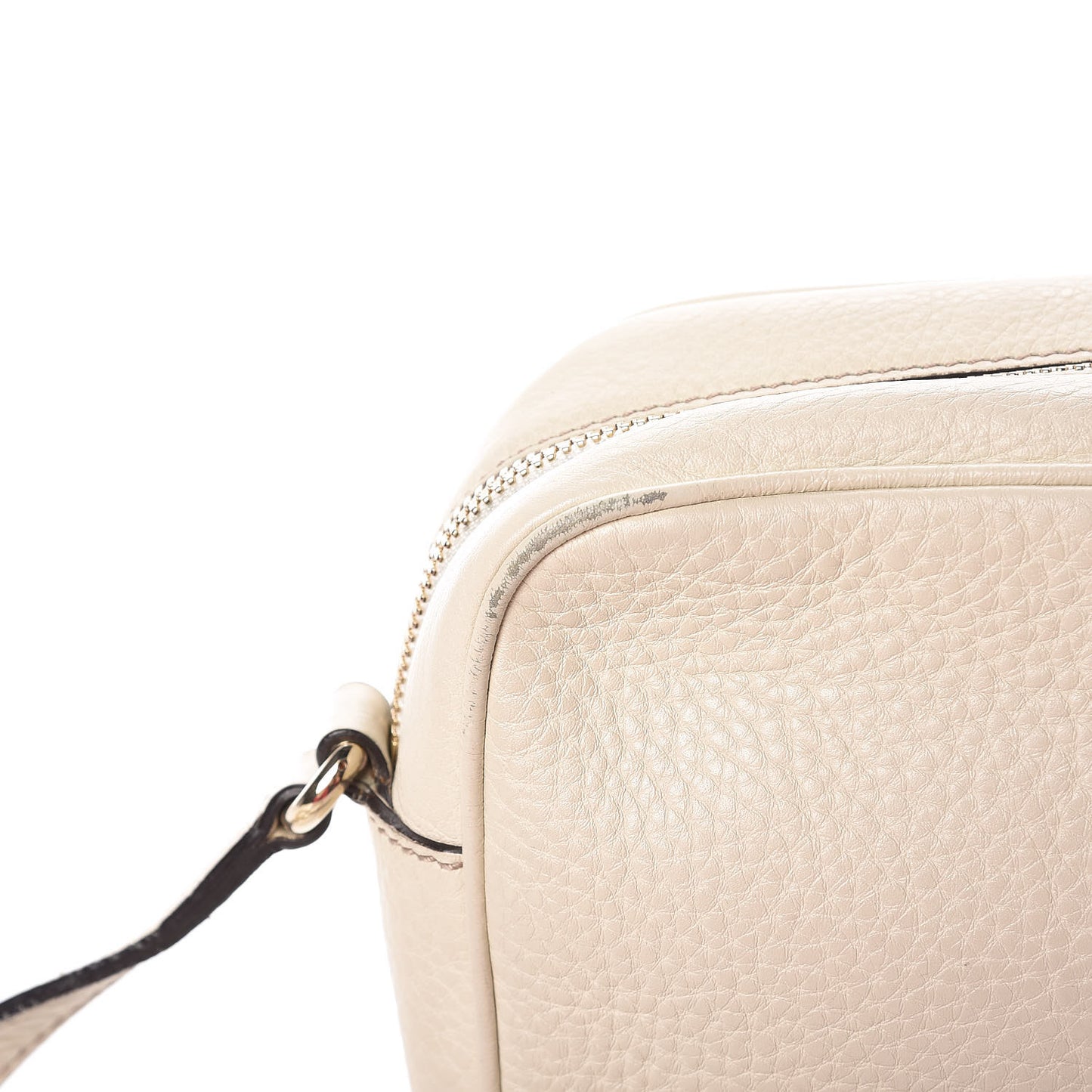 Pebbled Calfskin Small Soho Disco Bag Off White
